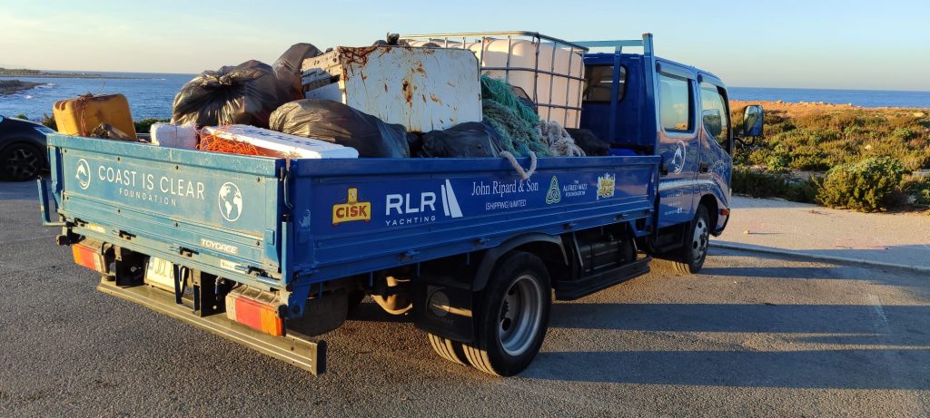 The Coast is Clear truck full of collected ocean pollution after the RLR beach clean